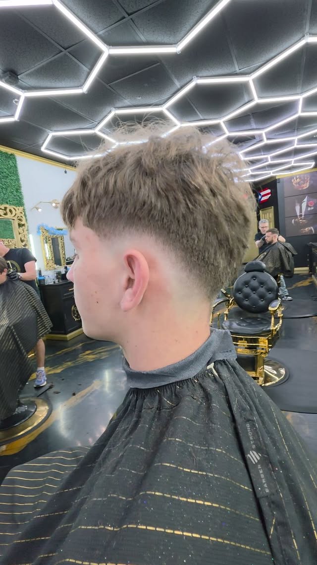 Clean taper fade in the shop